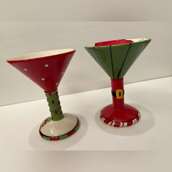 SCM Designs Christmas Holiday Santa and Snowman Martini Glasses Set of 2 - Picture 5 of 9